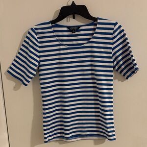 Ralph Lauren Blue and White Striped Short Sleeve Tee